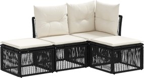 vidaXL Σετ Καναπέ Κήπου 4 pcs Μαύρο συνθετικό ρατάν