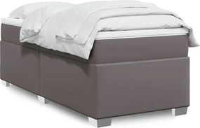 vidaXL Κρεβάτι Boxspring με Στρώμα Γκρι 90x190 εκ. από Συνθετικό Δέρμα