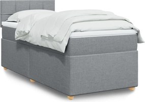 vidaXL Κρεβάτι Boxspring με Στρώμα Ανοιχτό Γκρι 100x200 εκ. Υφασμάτινο