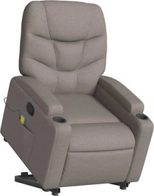 vidaXL Πολυθρόνα Μασάζ Ανακλινόμενη με Ανύψωση Taupe Υφασμάτινη