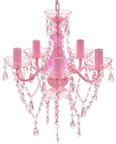 Φωτιστικό με 5 Λαμπτήρες Ροζ Κρυστάλλινο - Ροζ