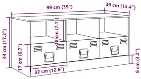 Έπιπλο Τηλεόρασης Λευκό 99x39x44 εκ. από Ατσάλι - Λευκό