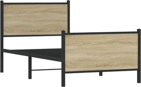 vidaXL Σκελετός Κρεβ. Χωρίς Στρώμα Sonoma Δρυς 90x190 εκ. Μεταλλικό