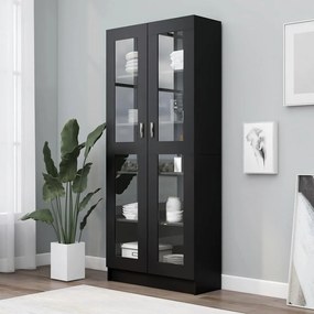 vidaXL Βιτρίνα Μαύρη 82,5 x 30,5 x 185 εκ. Επεξ. Ξύλο