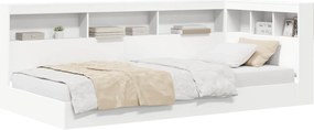 vidaXL Κρεβάτι Βιβλιοθήκης Λευκό 90 x 190 cm Επεξεργασμένο ξύλο