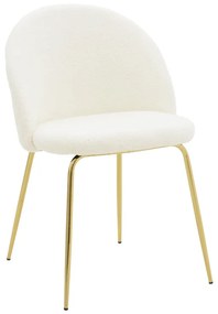 Καρέκλα Fersais λευκό μπουκλέ-χρυσό μέταλλο 48x57x81εκ Υλικό: TEDDY FABRIC - METAL 273-000011
