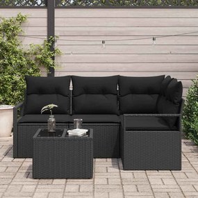 vidaXL Σετ Καναπέ με μαξιλάρι 5 pcs Μαύρο συνθετικό ρατάν