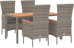 vidaXL Σετ Τραπεζαρίας Κήπου 5 τεμ. Γκρι Συνθ. Ρατάν με Μαξιλάρια
