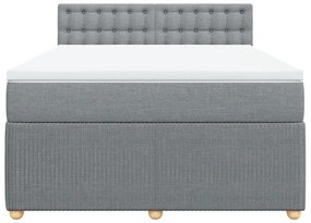 Κρεβάτι Boxspring με Στρώμα Ανοιχτό Γκρι 140x190 εκ. Υφασμάτινο - Γκρι