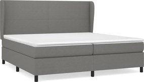 vidaXL Κρεβάτι Boxspring με Στρώμα Σκούρο Γκρι 200x200 εκ. Υφασμάτινο
