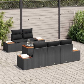 vidaXL Σετ Καναπέ Κήπου με αποθήκευση 6 pcs Μαύρο Πολυ ράταν