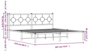 Πλαίσιο Κρεβατιού με Κεφαλάρι Λευκό 183 x 213 εκ. Μεταλλικό - Λευκό