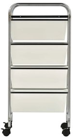 vidaXL Τρόλεϊ με 4 Συρτάρια Φορητό Λευκό Πλαστικό