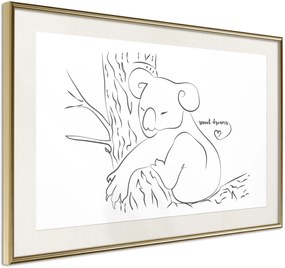 Αφίσα - Resting Koala - 30x20 - Χρυσό - Με πασπαρτού