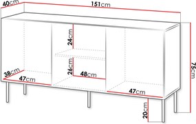 Μπουφές Isla-Mpez - 151.00Χ40.00Χ75.00cm