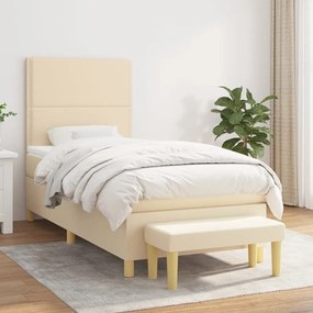 vidaXL Κρεβάτι Boxspring με Στρώμα Κρεμ 80 x 200 εκ. Υφασμάτινο