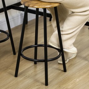 HOMCOM Σετ Μπάρας 5 τεμαχίων σε Βιομηχανικό Σχέδιο, 1 Τραπέζι Μπάρας, 4 Σκαμπό Μπάρας, Σετ Καθιστικού, Τραπέζι Κουζίνας, Μαύρο + Καφέ