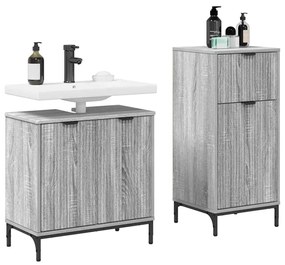 vidaXL Σετ Επίπλων Μπάνιου με ράφι 2 pcs Γκρι sonoma 39.5 x 36 x 88 εκ