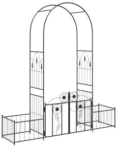 vidaXL Κήπος Αψίδα με κλειδαριά Μαύρο 203 x 50 x 218 εκ.