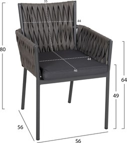ΠΟΛΥΘΡΟΝΑ ΑΛΟΥΜΙΝΙΟΥ MARTIN HM5564.12 ΑΝΘΡΑΚΙ ΜΕ ΣΥΝΘ.RATTAN ΑΝΘΡΑΚΙ 56x56x80Υεκ.
