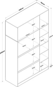 Ντουλάπα Καρυδί / Λευκό BRALO 145x55x239