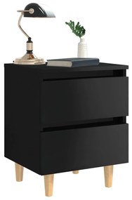 vidaXL Κομοδίνο Γυαλιστερό Μαύρο 40x35x50 εκ. με Πόδια από Ξύλο Πεύκου