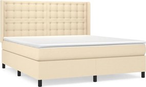 vidaXL Κρεβάτι Boxspring με Στρώμα Κρεμ 160x200 εκ. Υφασμάτινο