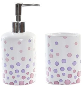 Σετ Μπάνιου DKD Home Decor Λευκό ABS Dolomite Πουα 7 x 7 x 17,5 cm (x2)