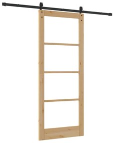 vidaXL Συρόμενη Πόρτα Χειροκίνητος Καφέ 86 x 211 cm Ξύλο και μέταλλο