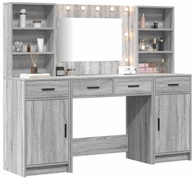 vidaXL Σετ Τραπεζιού Μακιγιάζ 3 pcs Γκρι sonoma 78.5 x 41 x 135 εκ