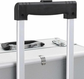 vidaXL Βαλίτσα Μακιγιάζ Τρόλεϊ Ασημί Αλουμινίου