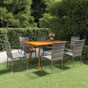 vidaXL Σετ Τραπεζαρίας Κήπου 7 Τεμαχίων Γκρι