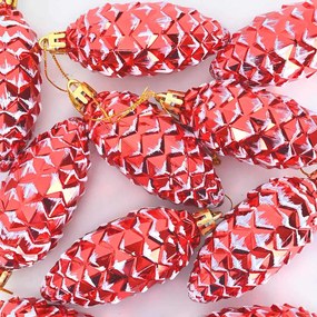 vidaXL Μπάλα από κουκουνάρι Χριστουγέννων 40 pcs Κόκκινο Πλαστικό
