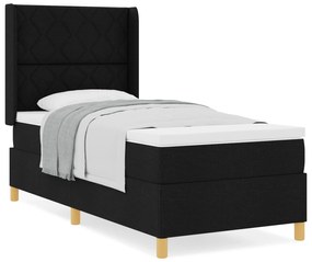 vidaXL Κρεβάτι με Στρώμα Μαύρο 90x200 εκ Υφασμάτινο