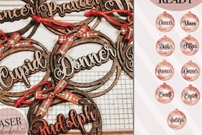 Σετ των 2 Intra απο ξύλο plywood 3mm-4mm πάχος – Ονόματα ταράνδων Διακοσμητικά Δίασταση  20x20 cm INTRAFABR-72166160