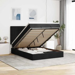 VidaXL Οθωμανικό κρεβάτι με στρώμα & LEDs Μαύρο 140x200 cm Ύφασμα