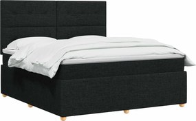 vidaXL Κρεβάτι box spring με στρώμα Μαύρο 180 x 200 cm Ύφασμα