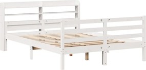 vidaXL Πλαίσιο Κρεβατιού Κεφαλάρι Λευκό 150x200εκ Μασίφ Πεύκο