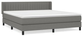 Κρεβάτι Boxspring με Στρώμα Σκούρο Γκρι 160x200 εκ Υφασμάτινο - Γκρι