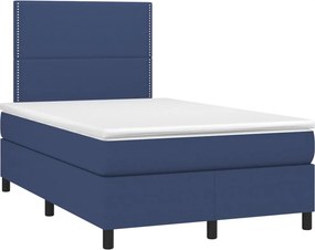 vidaXL Κρεβάτι Boxspring με Στρώμα Μπλε 120x190 εκ. Υφασμάτινο