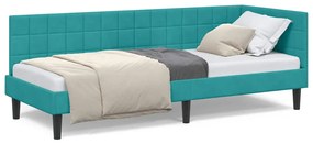 vidaXL Κρεβάτι Γωνίας με κεφαλάρι Τιρκουάζ 80 εκ x 200 εκ Βελούδο