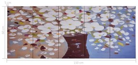 vidaXL Πίνακας σε Καμβά Σετ Λουλούδια σε Βάζο Πολύχρωμος 150 x 60 εκ.