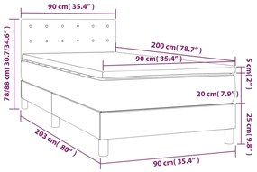 Κρεβάτι Boxspring με Στρώμα &amp; LED Μαύρο 90x200 εκ. Συνθ. Δέρμα - Μαύρο