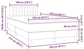 Κρεβάτι Boxspring με Στρώμα Ροζ 120x210 εκ. Βελούδινο - Ροζ