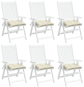 Μαξιλάρια Καρέκλας Κήπου 6 τεμ. Λευκά 50x50x7 εκ. Υφασμάτινα - Λευκό