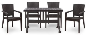 Σετ τραπεζαρία κήπου Callan Megapap 5τμχ πολυπροπυλενίου τραπέζι 120x70 - πολυθρόνα recycled χρώμα καφέ S_GP046-0002,1 GP046-0001,2x4
