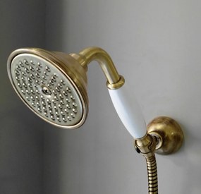 Τηλέφωνο Ντους Χειρός  Ρετρό Μπρονζέ Λευκό Πορσελανάκι Gaboli Fratelli  LI170