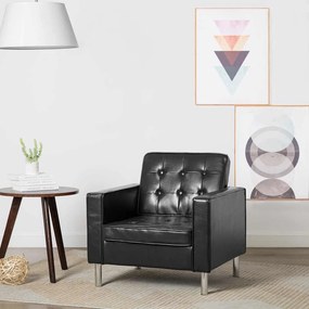 vidaXL Πολυθρόνα Μαύρη 75x70x75 εκ. από Συνθετικό Δέρμα