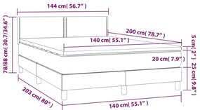 Κρεβάτι Boxspring με Στρώμα &amp; LED Σκ.Καφέ 140x200 εκ Υφασμάτινο - Καφέ