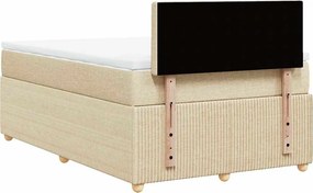 vidaXL Κρεβάτι Boxspring με Στρώμα Κρεμ 120x190 εκ. Υφασμάτινο